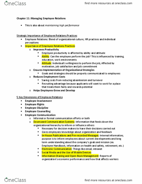 BU354 Chapter Notes - Chapter 11: Hierarchical Organization, Job Satisfaction, Organizational Culture thumbnail