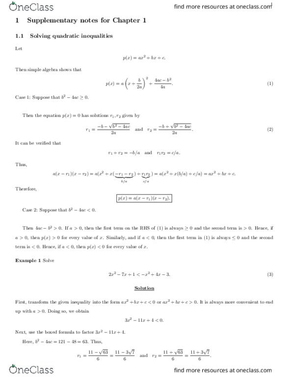 MTH 131 Lecture Notes - Lecture 1: Simple Algebra, 32X, Solution Set thumbnail