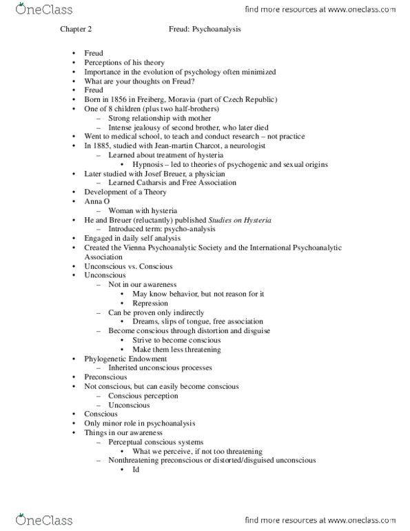 PSYC 3400 Lecture Notes - Lecture 2: Orderliness, Puberty, Introjection thumbnail