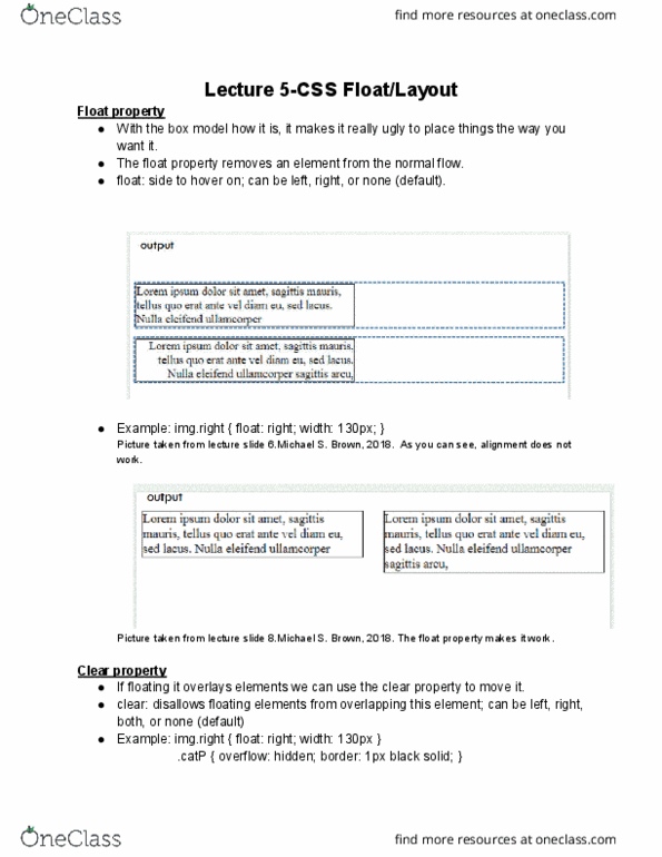 EECS 1012 Lecture Notes - Lecture 5: Css Box Model, Scrollbar cover image