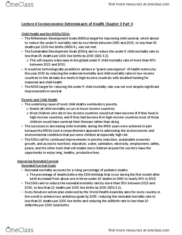 HSS 3105 Lecture Notes - Lecture 11: Millennium Development Goals, Sustainable Development Goals, World Health Assembly thumbnail