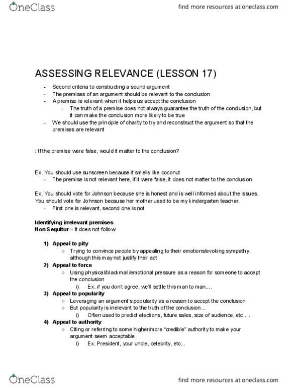 Philosophy 1200 Lecture Notes - Lecture 17: Sunscreen, False Positives And False Negatives, Fallacy thumbnail