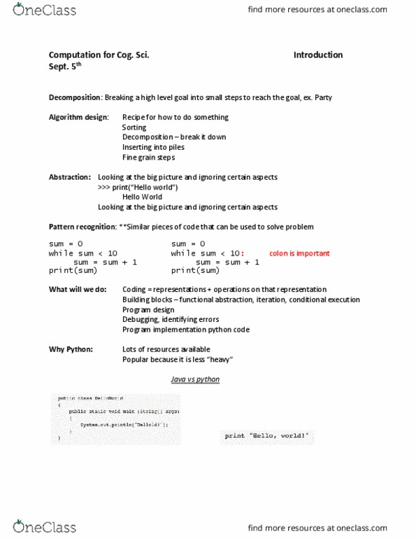 CGSC 1005 Lecture Notes - Lecture 1: Algorithm Design, Pattern Recognition, E-Book thumbnail