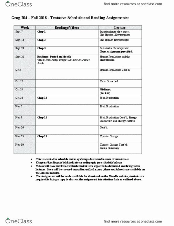 GEOG 204 Lecture Notes - Lecture 1: Moodle thumbnail
