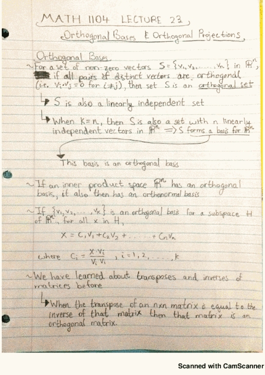 MATH 1104 Lecture 23: Orthogonal Basis cover image