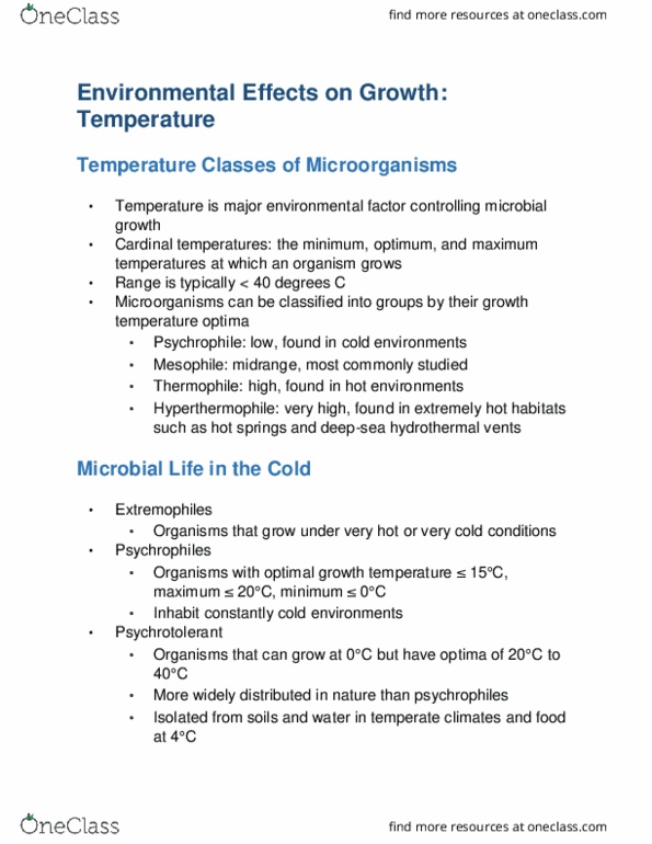 VTPB 405 Lecture Notes - Lecture 7: Psychrophile, Hyperthermophile, Mesophile thumbnail