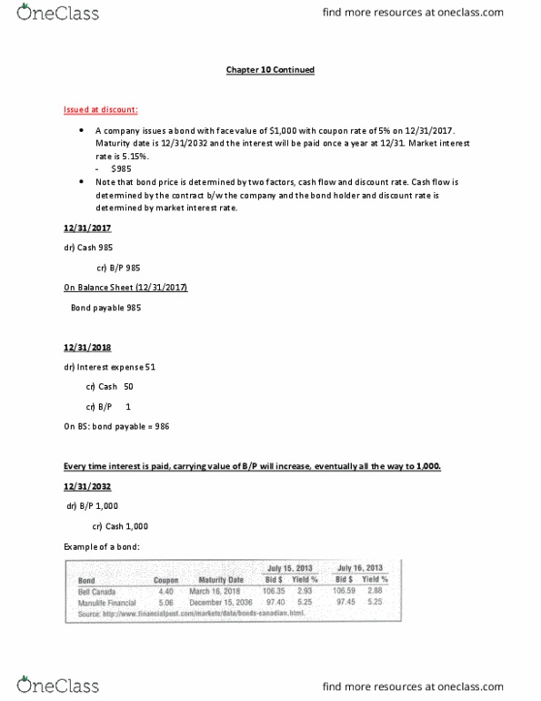 ACTG 1P91 Lecture Notes - Lecture 23: Cash Flow, Interest Expense, Effective Interest Rate cover image