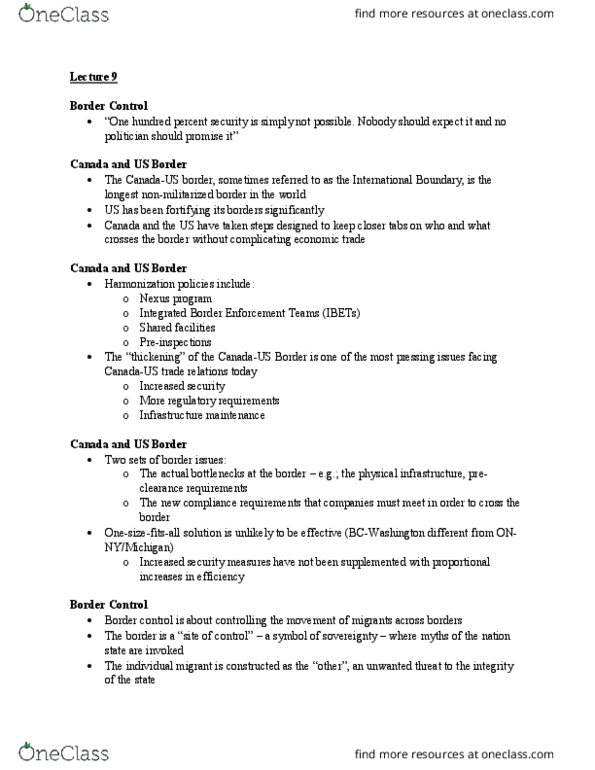 SA 345 Lecture Notes - Lecture 9: Border Control, Racial Profiling, Posttraumatic Stress Disorder thumbnail