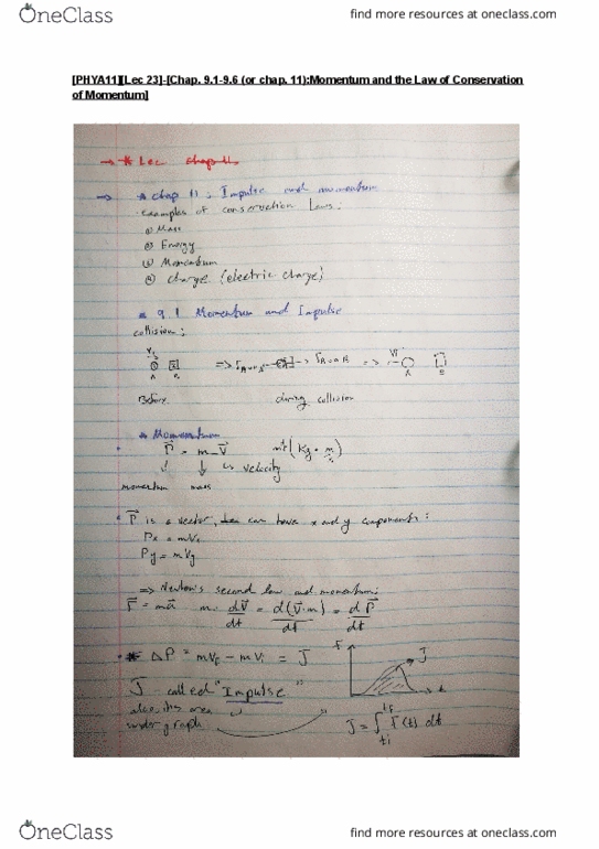 PHYA11H3 Lecture 23: [PHYA11][Lec 23]-[Chap. 9.1-9.6 (or chap. 11)_Momentum and the Law of Conservation of Momentum] cover image