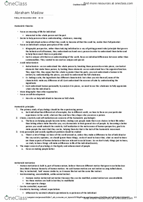 PSYCH 2B03 Lecture Notes - Lecture 15: Microsoft Onenote thumbnail