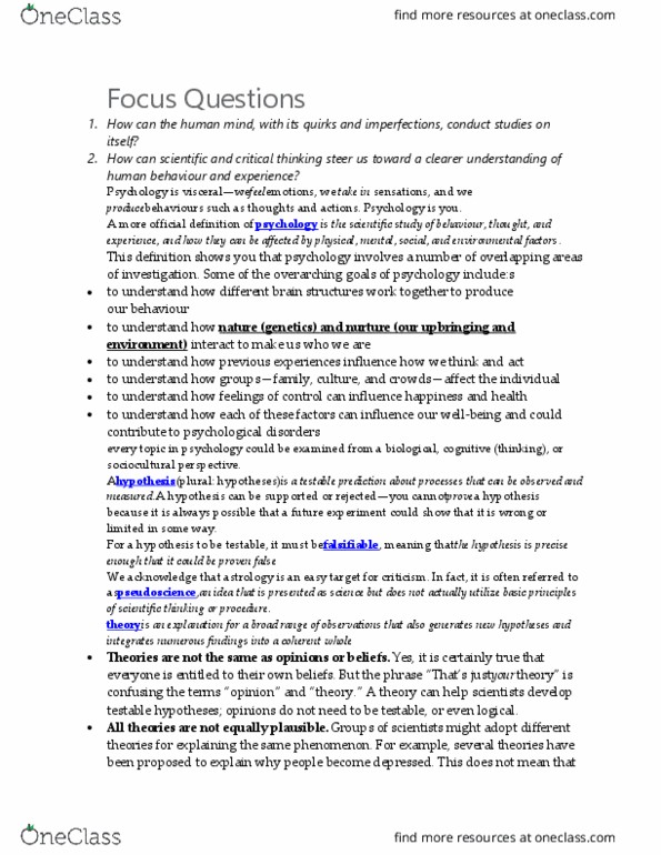 PSYA01H3 Chapter Notes - Chapter 1,2: Niter, Demand Characteristics, Hawthorne Effect thumbnail