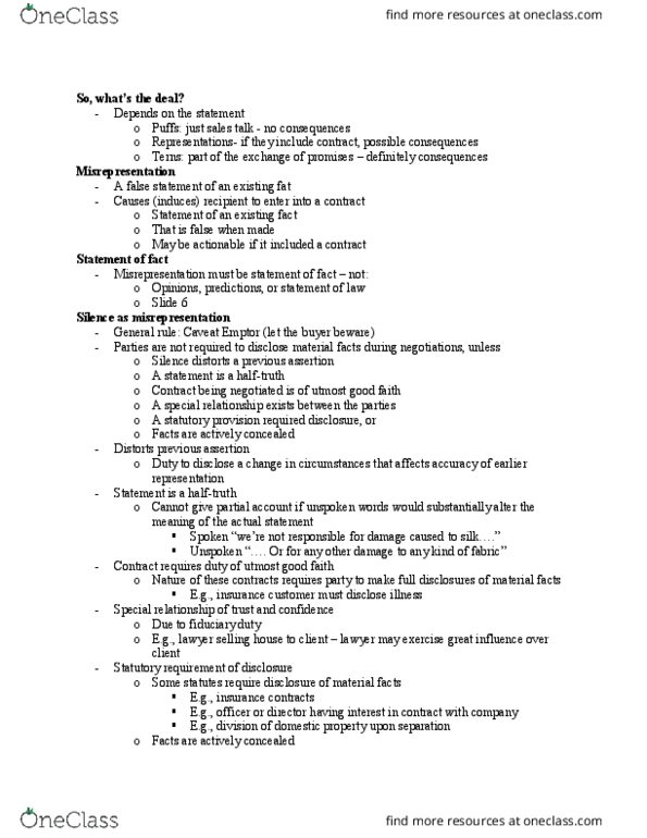 BUS 393 Lecture Notes - Lecture 6: Uberrima Fides, Fiduciary, Special Relationship thumbnail