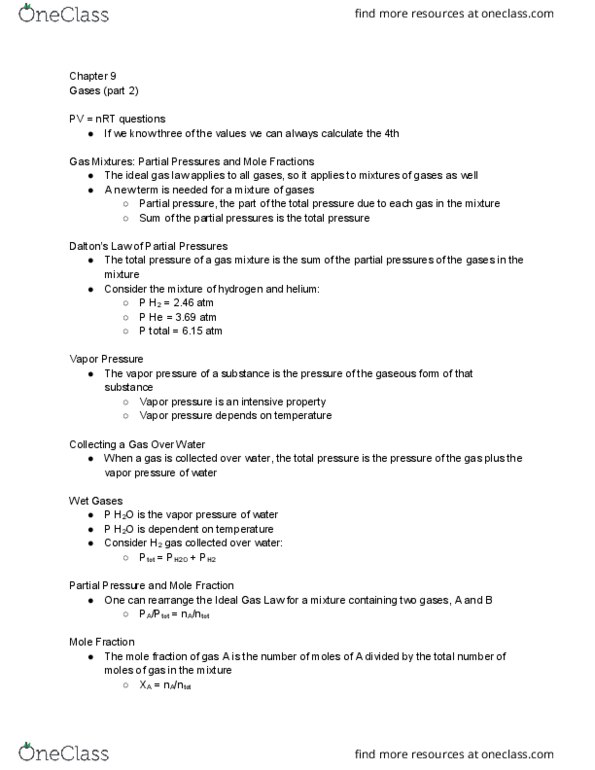 CHEM 1127Q Lecture Notes - Lecture 16: Ideal Gas Law, Partial Pressure, Ideal Gas thumbnail