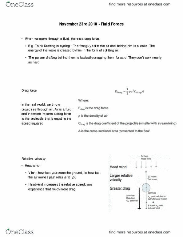 Kinesiology 2241A/B Lecture Notes - Lecture 26: Relative Velocity, Mattress, Boundary Layer thumbnail
