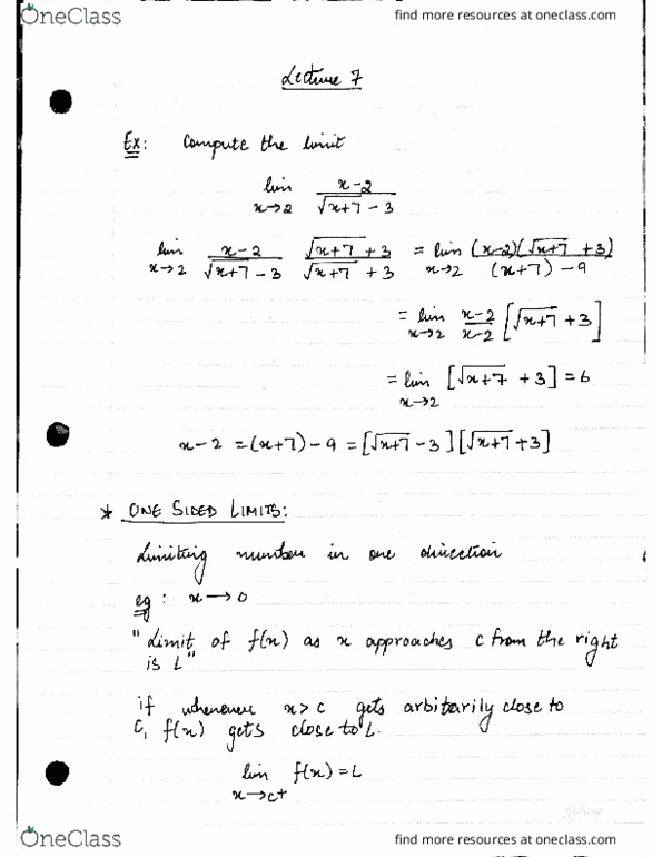 MAT137Y5 Lecture 7: LECTURE 7 - LIMITS cover image