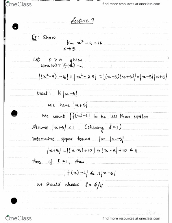 MAT137Y5 Lecture 9: LECTURE 9 - ESPILONS AND DELTAS CONT cover image