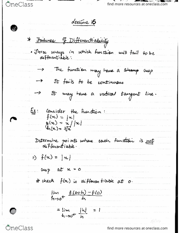 MAT137Y5 Lecture 16: LECTURE 16 - FAILURES OF DIFFERENTAIBILITY cover image