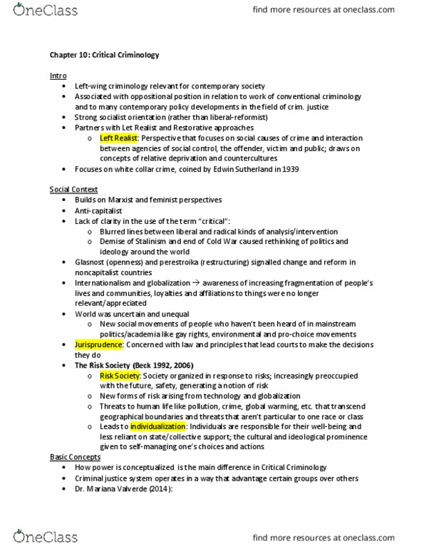 CC100 Chapter Notes - Chapter 10: Edwin Sutherland, White-Collar Crime, New Social Movements thumbnail