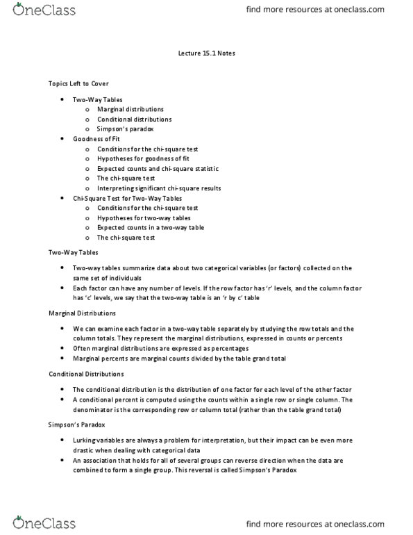 STAT 3615 Lecture Notes - Lecture 33: Categorical Variable, Contingency Table, Statistical Hypothesis Testing thumbnail