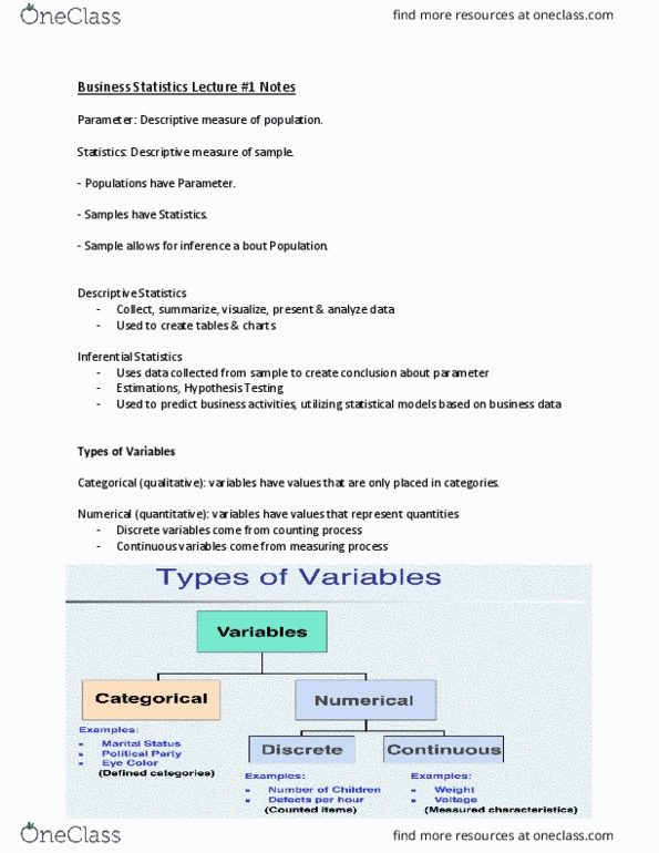 QMS 102 Lecture Notes - Lecture 1: Histogram, Observational Study thumbnail