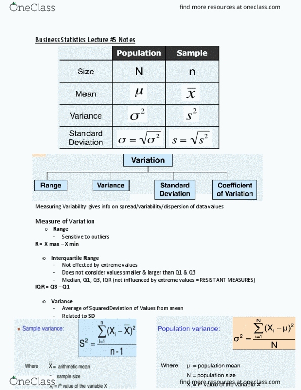 QMS 102 Lecture Notes - Lecture 5: Interquartile Range, Kurtosis, Skewness thumbnail