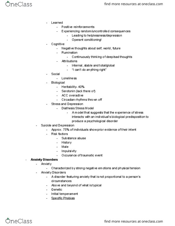 PSYCH 1100 Lecture Notes - Lecture 42: Circadian Rhythm, Social Anxiety Disorder, Anxiety Disorder cover image