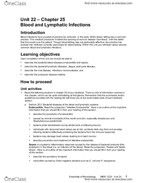 MBIO 1220 Lecture Notes - Lecture 22: Staphylococcus Epidermidis, Infectious Mononucleosis, Endocarditis thumbnail