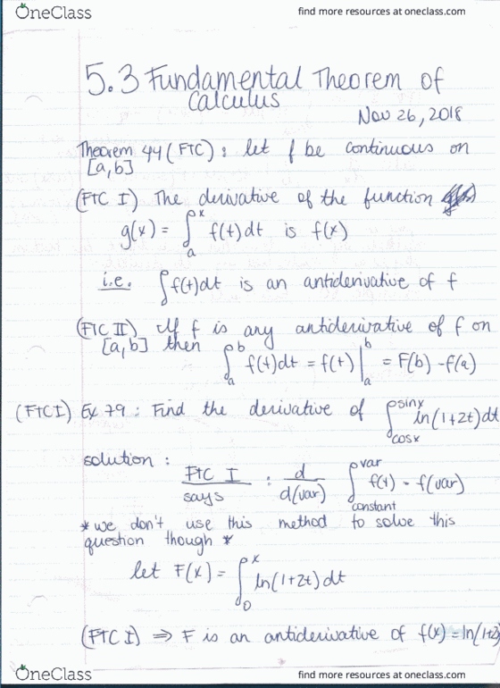 MATH 1000 Lecture 36: Math 1000 Notes November 26- Section 5.3 and 5.4 cover image