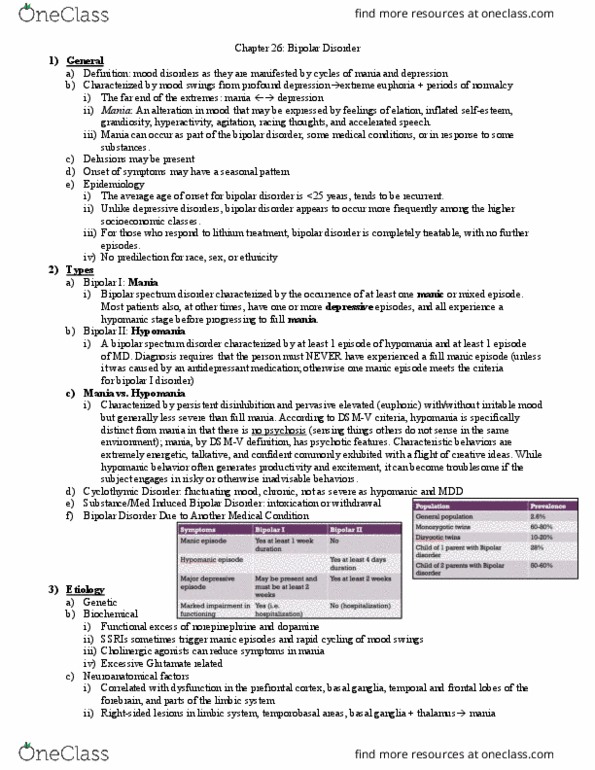 NURSE-UN 241 Lecture Notes - Lecture 2: Mania, Bipolar Disorder, Basal Ganglia thumbnail