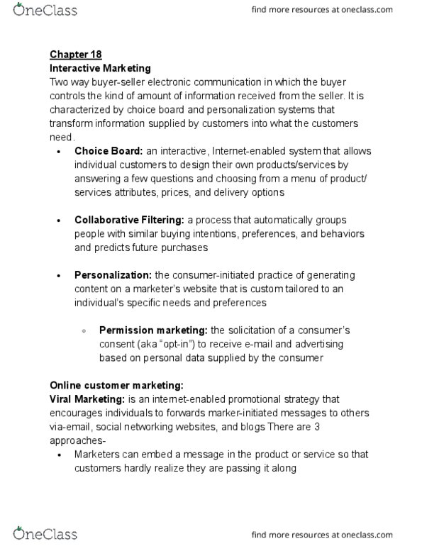 BUAD301 Lecture Notes - Lecture 7: Collaborative Filtering, Permission Marketing, Viral Marketing thumbnail