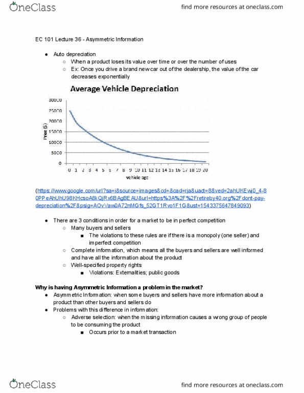 CAS EC 101 Lecture Notes - Lecture 36: Imperfect Competition, Adverse Selection, Perfect Competition thumbnail