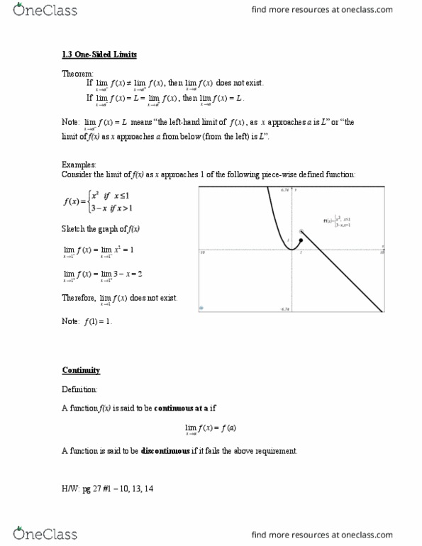 Calculus 1000A/B Lecture 1: 1.3 One-Sided Limits thumbnail