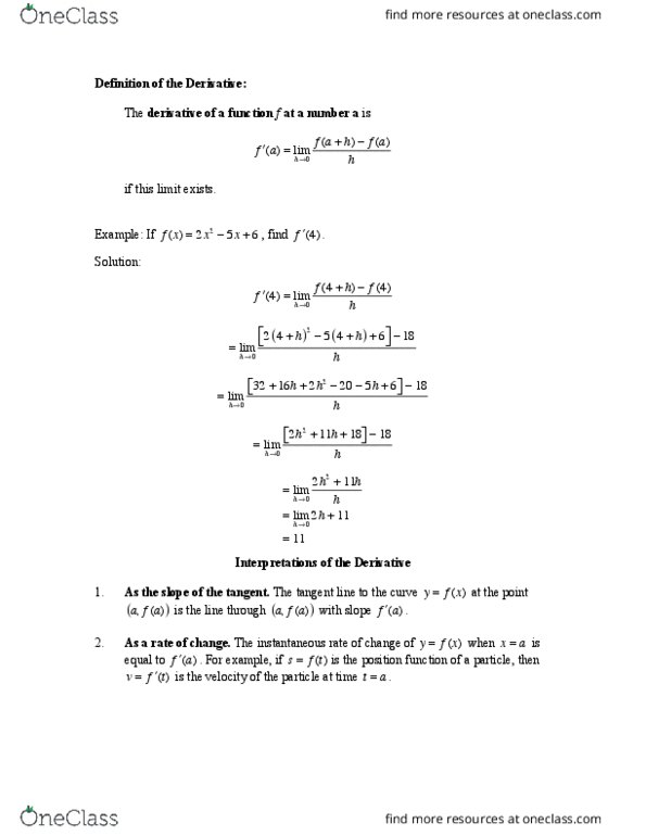 Calculus 1000A/B Lecture 2: 2.1 Derivatives thumbnail
