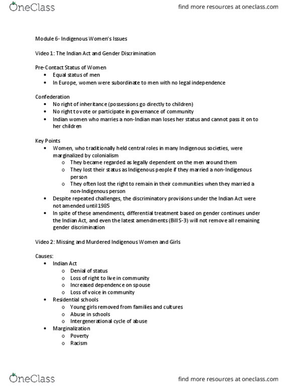 LAW 202 Lecture Notes - Lecture 6: Indian Act thumbnail