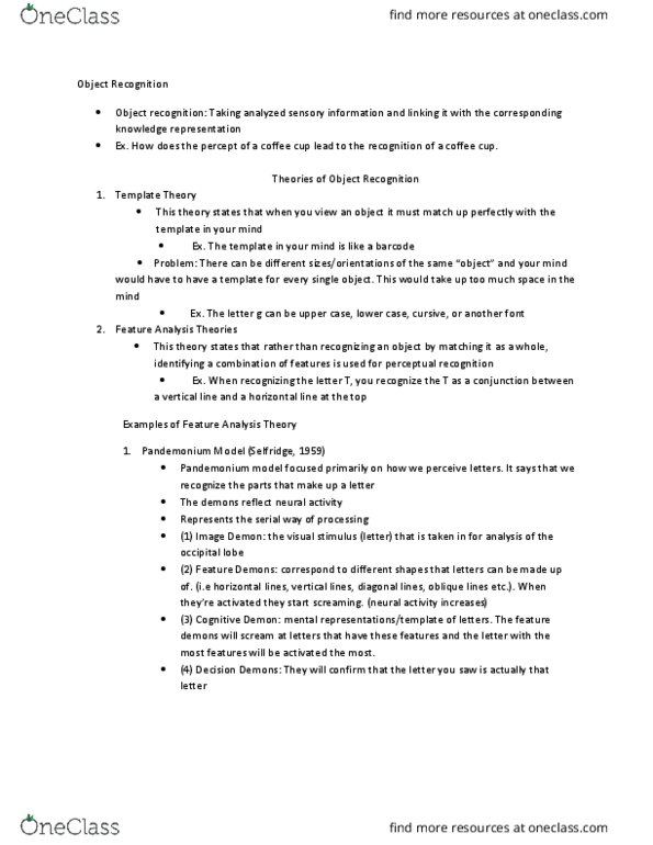 PSYB45H3 Lecture Notes - Lecture 5: Knowledge Representation And Reasoning, Barcode, Prosopagnosia thumbnail