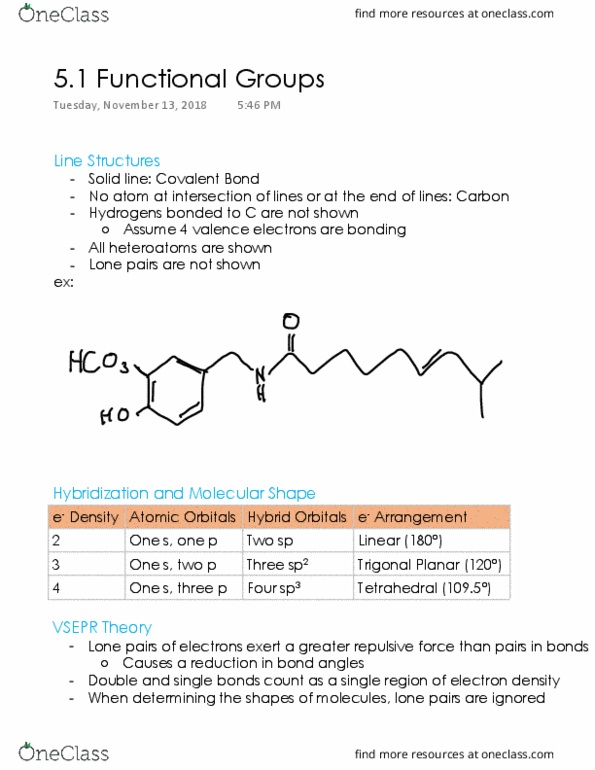 Chemistry 1301A/B Lecture Notes - Lecture 23: Vsepr Theory, Double Bond, Single Bond thumbnail
