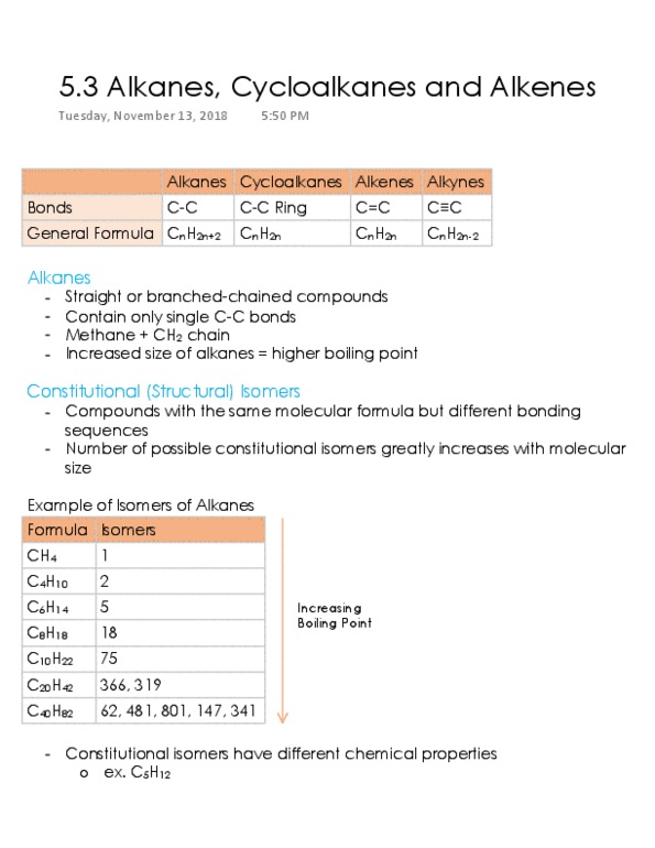 Chemistry 1301A/B Lecture 26: 5.3 Alkanes, Cycloalkanes and Alkenes thumbnail