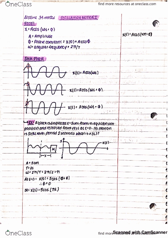 PHYSICS 1D03 Lecture 37: PHYSICS 1D03 - Lecture 34 - Oscillatory Motion II cover image