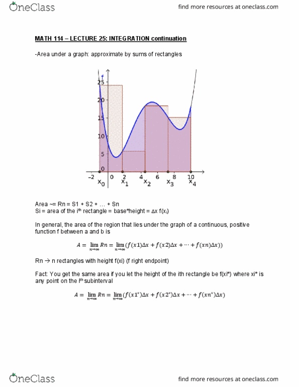 MATH114 Lecture 25: INTEGRATION continuation cover image