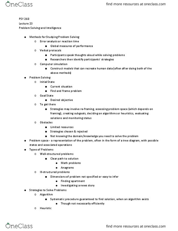 PSY 260 Lecture Notes - Lecture 23: Frame Problem, Anagrams, Computer Simulation thumbnail