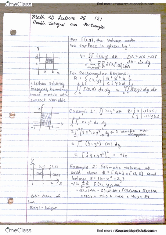 MATH 2D Lecture 26: Double Integral over Rectangles cover image
