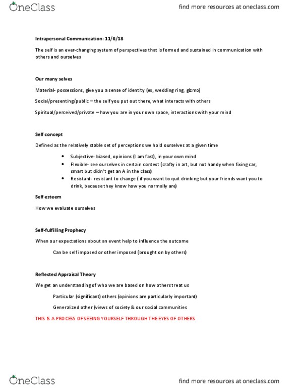 COMM 220 Lecture Notes - Lecture 10: Social Comparison Theory thumbnail