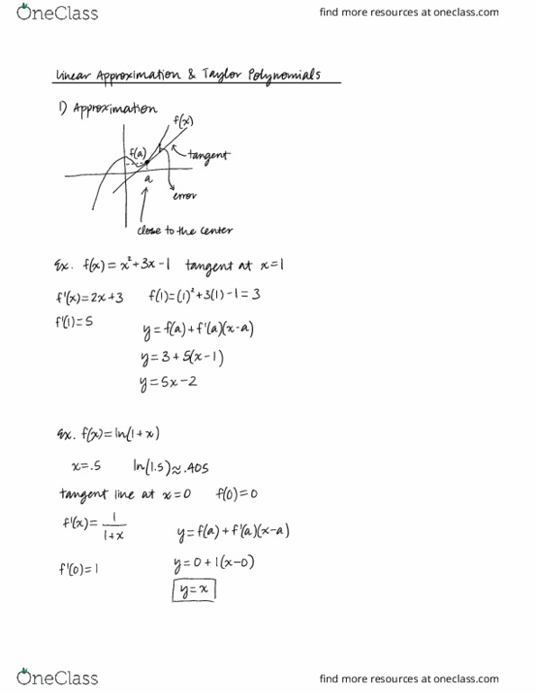 MATH 11A Lecture 21: Lecture 11-16, Linear Approx and Taylor Polynomials (dragged) thumbnail