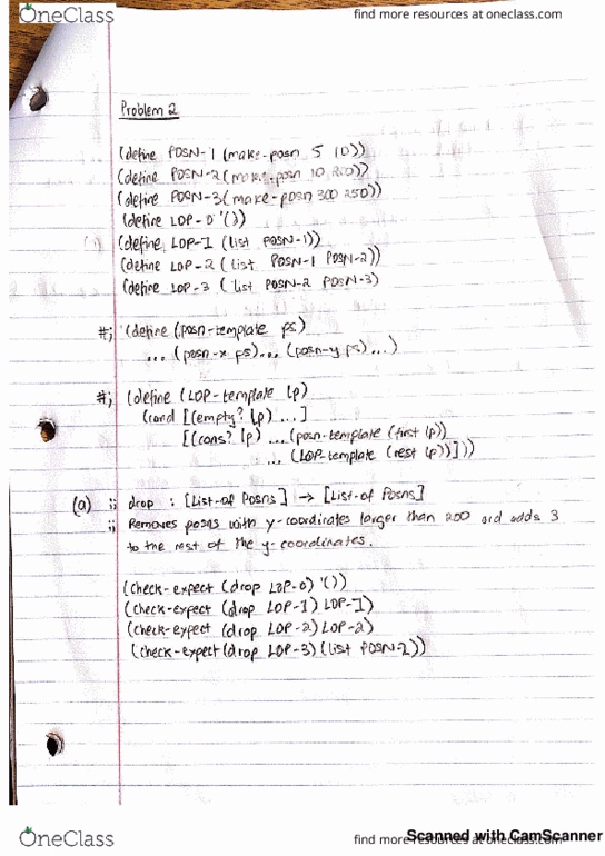 CS 2500 Midterm Midterm 2 Q2 Type Practice OneClass