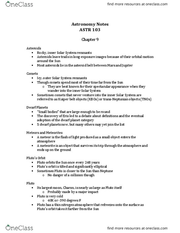 ASTR 103 Lecture Notes - Lecture 11: Kuiper Belt, Lunar Mare thumbnail