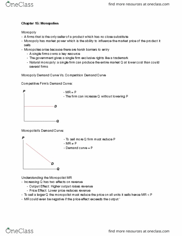 ECON101 Chapter Notes - Chapter 15: Demand Curve, Natural Monopoly, Root Mean Square thumbnail