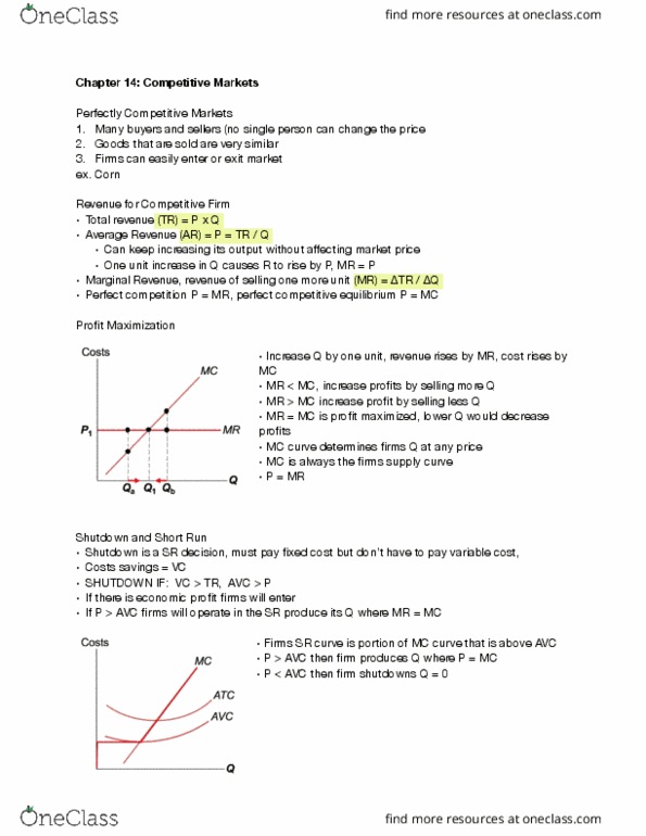 ECON101 Chapter Notes - Chapter 14: Perfect Competition, Marginal Revenue, Root Mean Square thumbnail