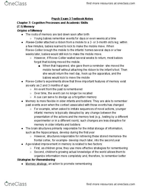 PSY 230 Chapter Notes - Chapter 7-9: Joint Attention, Soltyrei, Frontal Lobe thumbnail