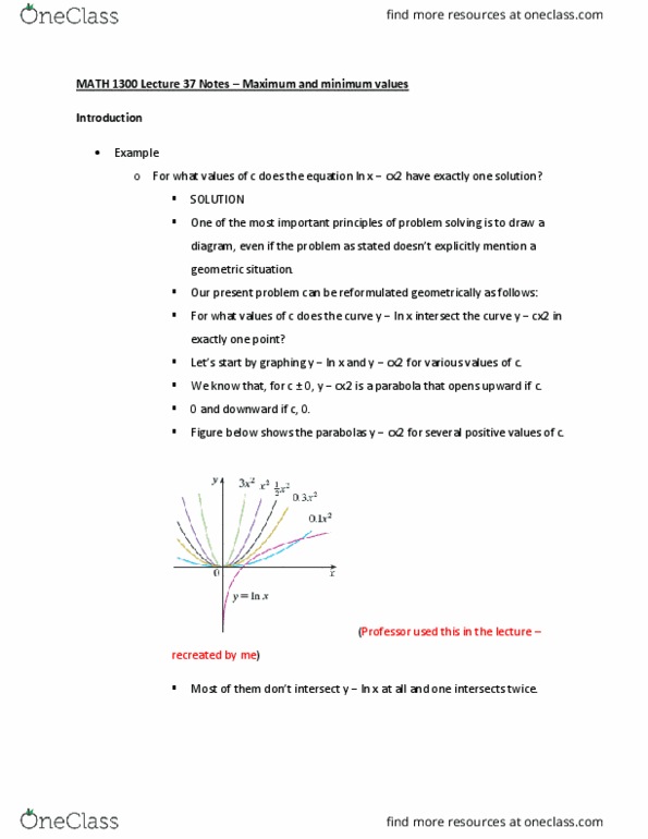 MATH 1300 Lecture Notes - Lecture 37: Differential Calculus, Maxima And Minima cover image