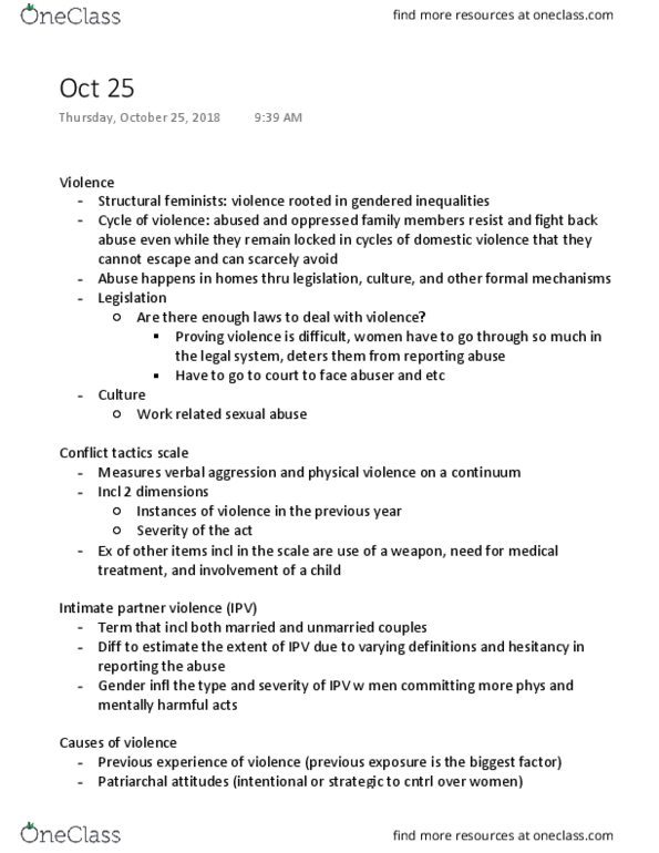 SOCI 200 Lecture Notes - Lecture 14: Conflict Tactics Scale, Intimate Partner Violence, Inflectional Phrase thumbnail